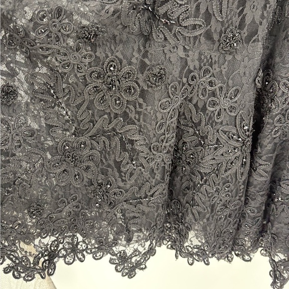 Cache Vintage Y2K Black Beaded Goth Witchy Flapper Mesh Flared Dress Size 2 - Picture 6 of 16